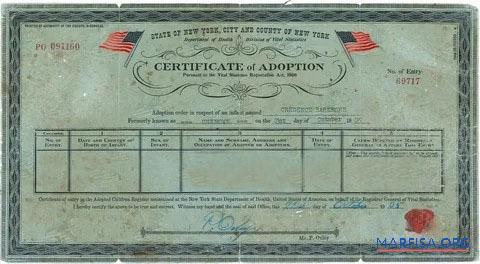 Realistic New York Registry of vital statistics adoption certificate download for verification